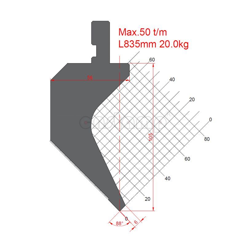 KP8829 88° H105mm Press brake tool-Top punch