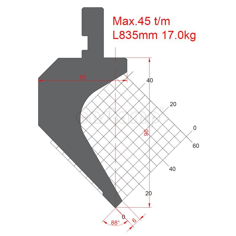 KP8821 88° H90mm Press brake punches Max. 45t/m