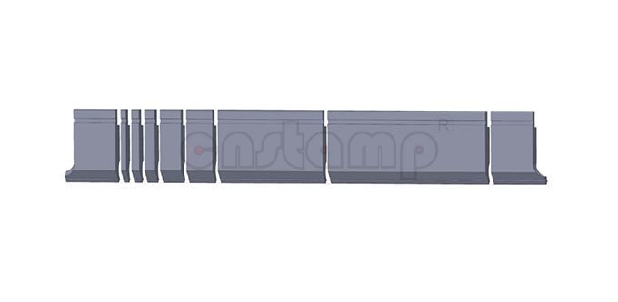 L835mm sectionalized In 9 pieces(100mm left horn+10+15+20+40+50+200(165)+300+100mm right horn)