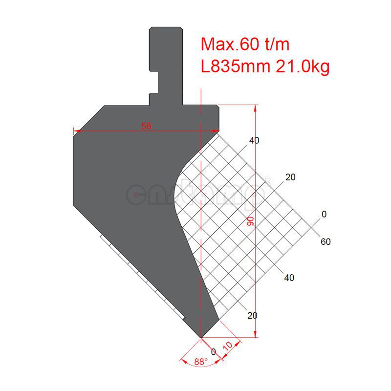 KP8817 88° H90mm gooseneck Press brake tooling-Top punch