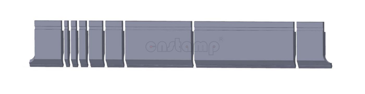 L835mm sectionalized In 9 pieces(100mm left horn+10+15+20+40+50+200(165)+300+100mm right horn)