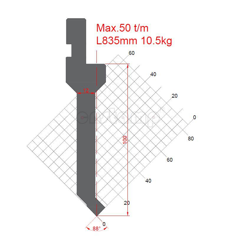 KP8813 88° H100mm Press brake tooling-Top punch