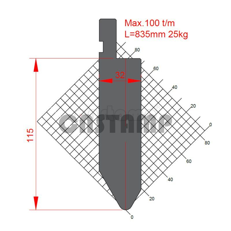 KP6005 60° H115mm Amada type Press Brake Punches Max. 100t/m