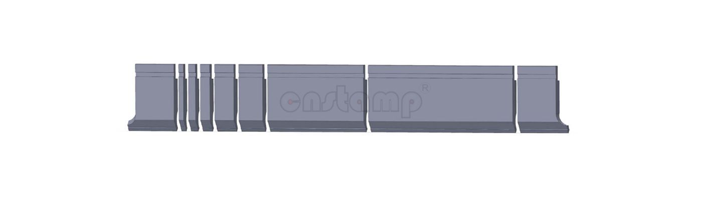 L835mm sectionalized In 9 pieces(100mm left horn+10+15+20+40+50+200+300+100mm right horn)