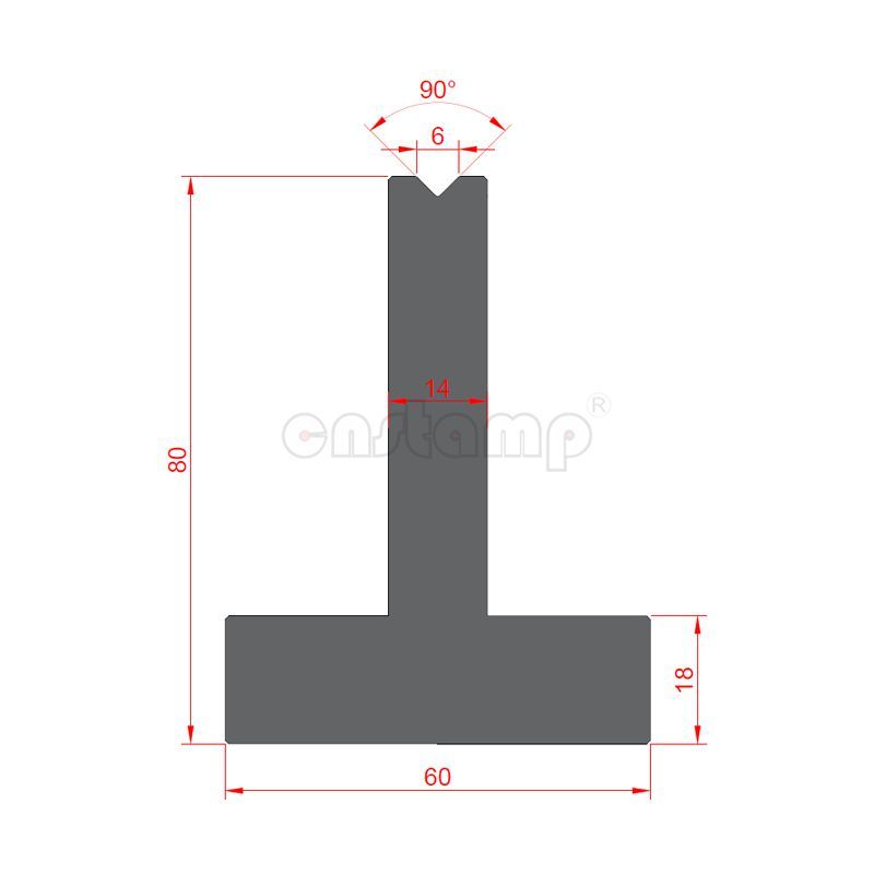 90 degree H80mm Amada Style Press Brake Tooling-T-Dies/Lower Tools