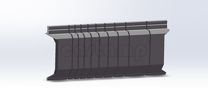 L835mm sectionalized In 10 pieces (100mm left horn+25+25+30+35+40+45+50+100+100mm right horn)