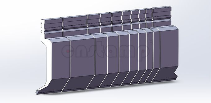 L550mm sectionalized In 10 pieces (100mm left horn+25+25+30+35+40+45+50+100+100mm right horn)