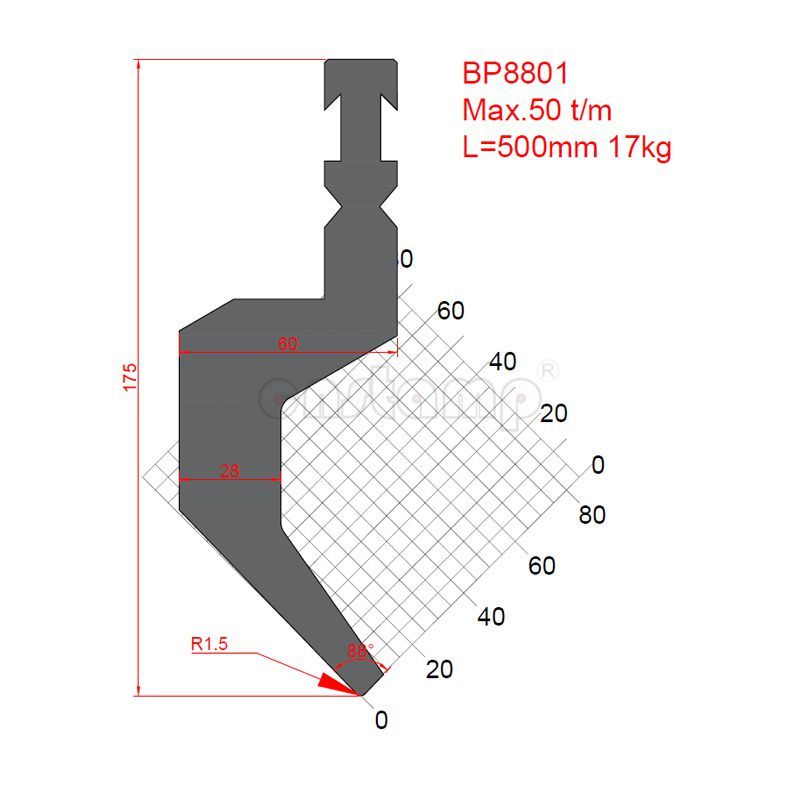 BP8801 Bystronic Style Press Brake Tooling-Punches/Upper Tools