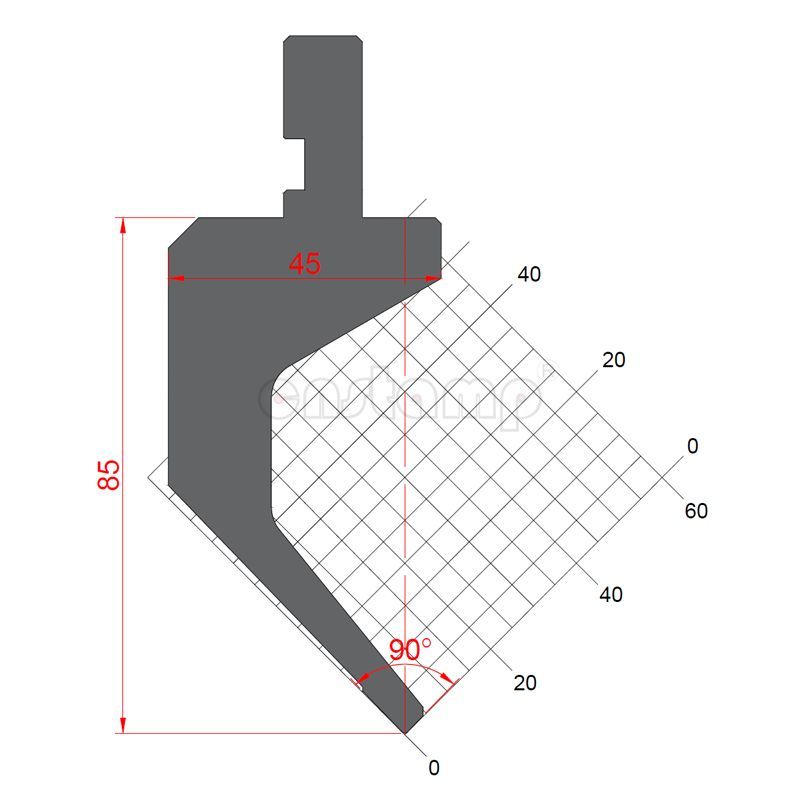 KP9057 90° H85mm Press brake punch Max. 15t/m