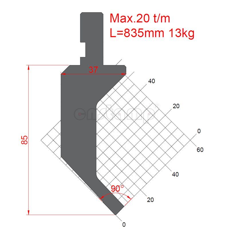 KP9061 90° H85mm press brake tool-punch Max. 20t/m