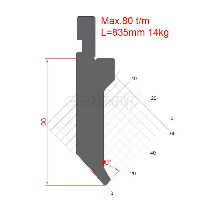 KP9089 90° H90mm straight Press brake punches Max. 80t/m