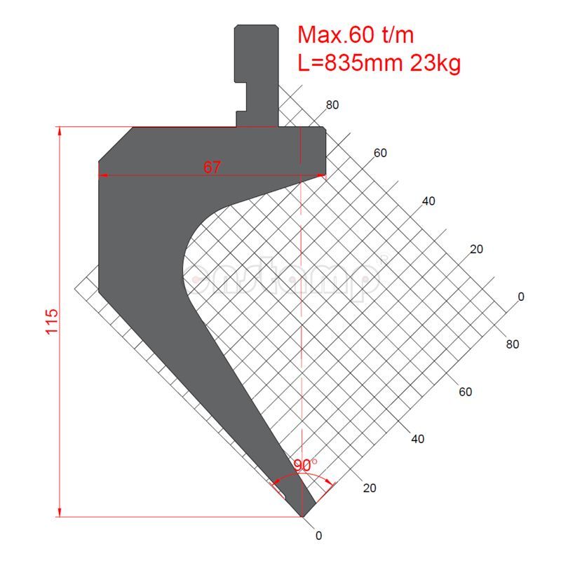 KP9098 90° H115mm gooseneck Press brake tooling-Punch