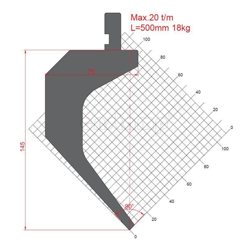 KP90S1 90° H145mm Press brake tooling/Upper Punch Max. 20t/m