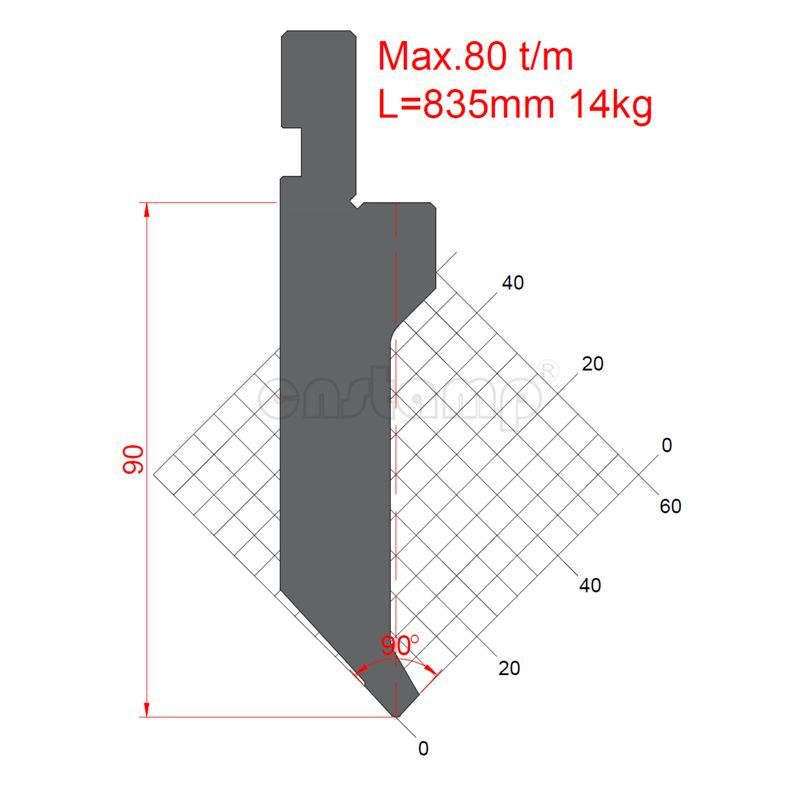 KP90A1 90° H90mm Press brake tooling-Top punch