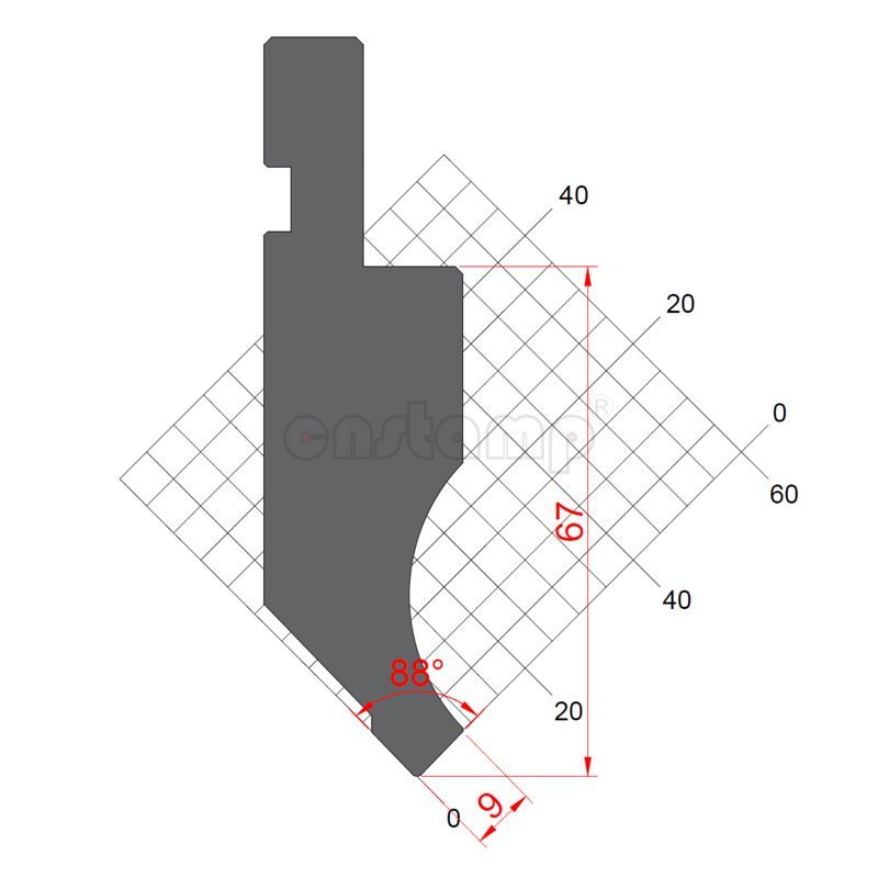 KP8801 88° H67mm Press brake punch Max. 100t/m