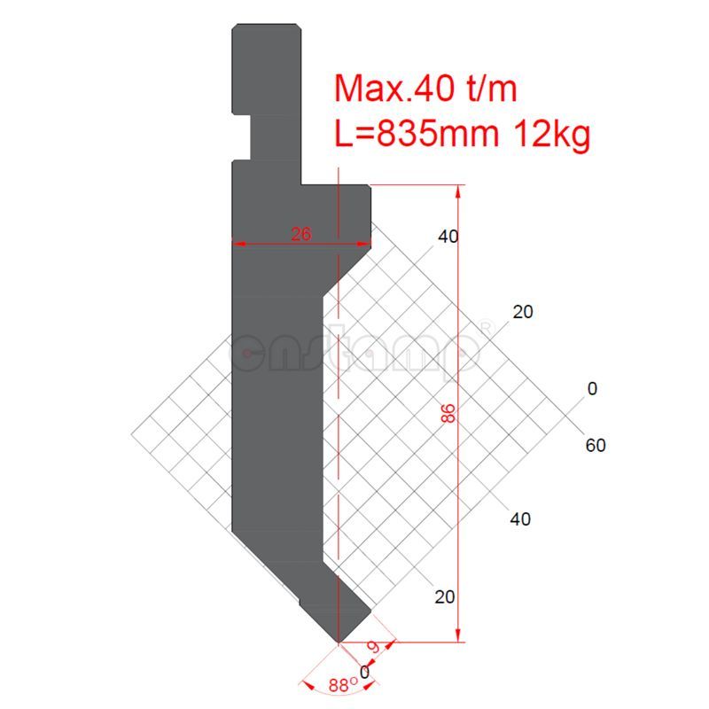 KP8809 88° H86mm Press brake tooling-Top punch