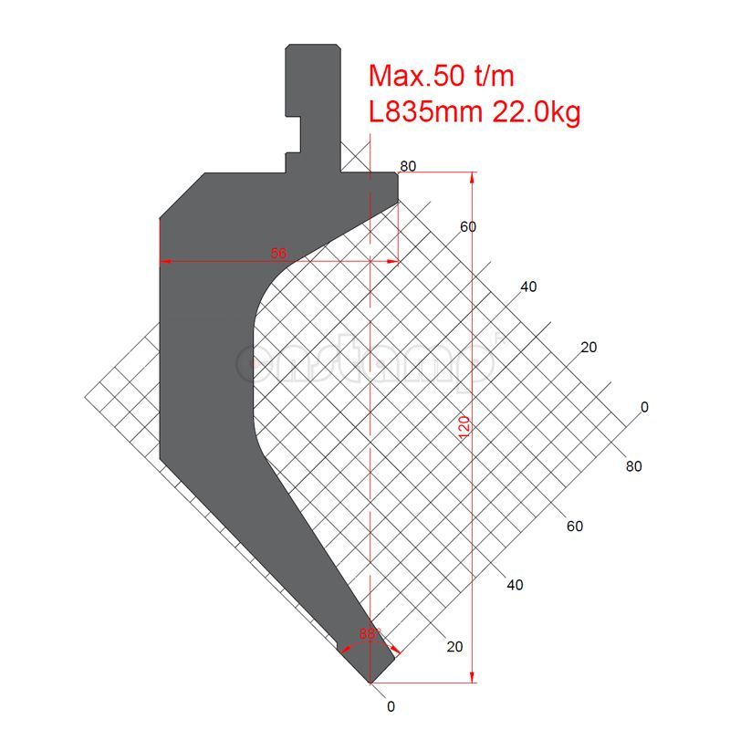 KP8833 88° H120mm gooseneck press brake punches-Upper tool