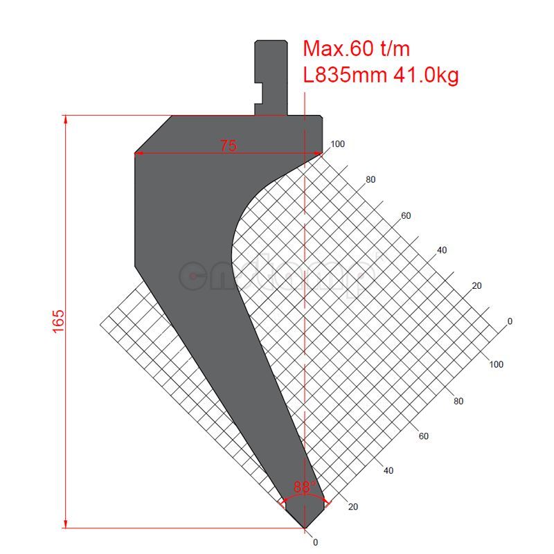 KP8845 88° H165mm Press brake tooling-gooseneck top punch