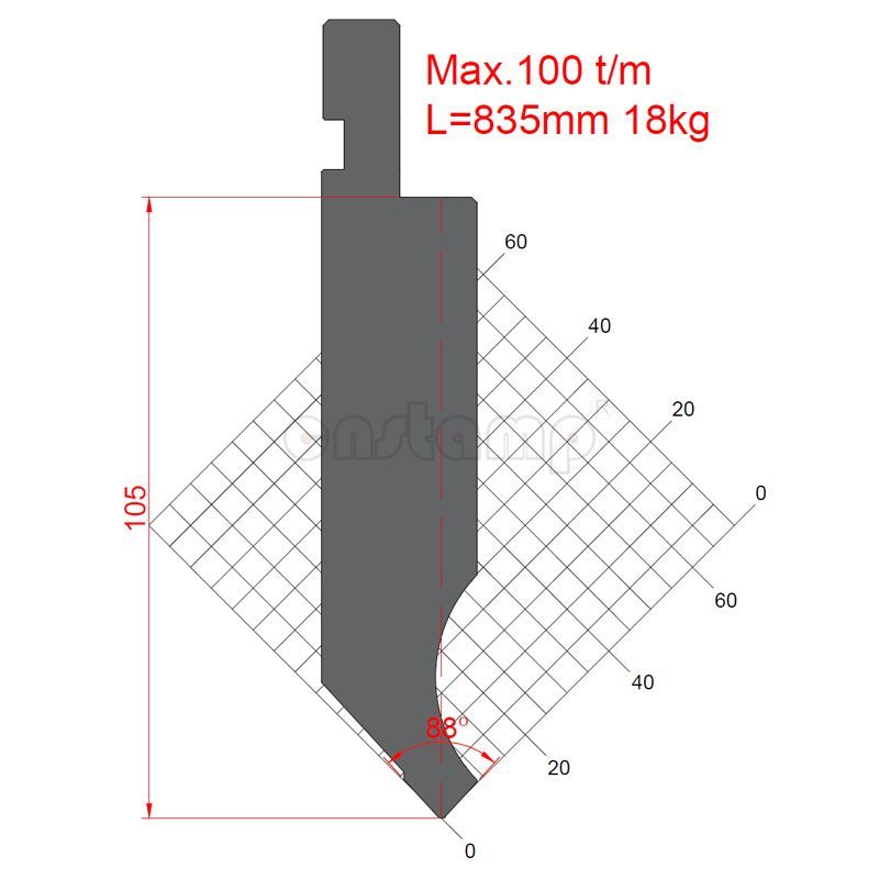 KP8869 88° H105mm Aamada type Press brake punch