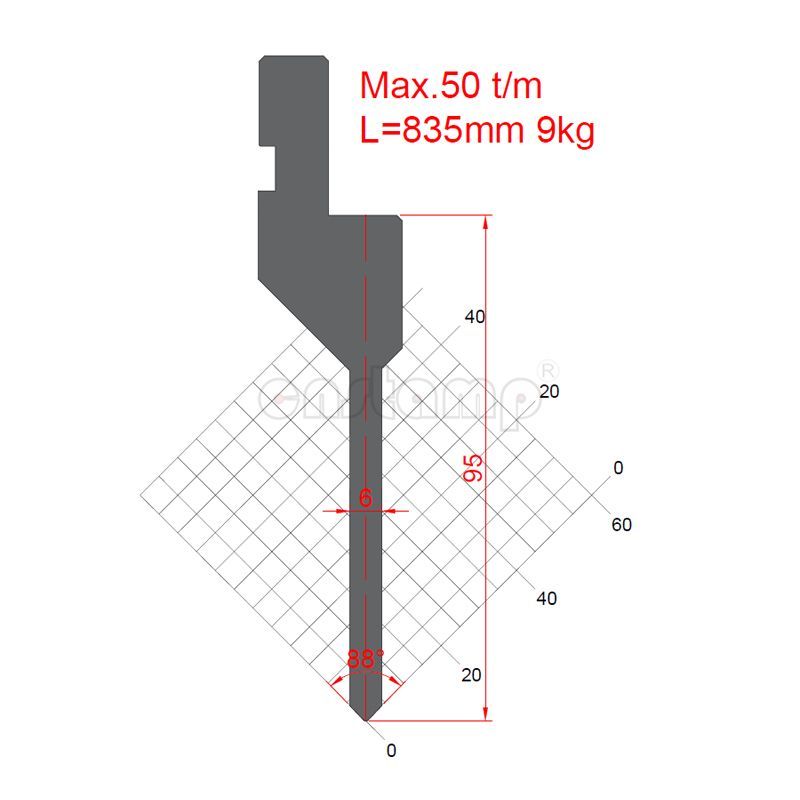 KP8873 88° H95mm Amada style press brake tooling-Punches