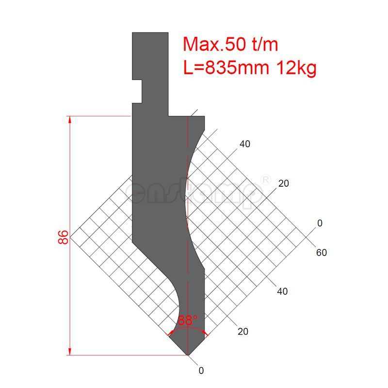 KP8877 88° H86mm Amada style press brake tooling-Punches