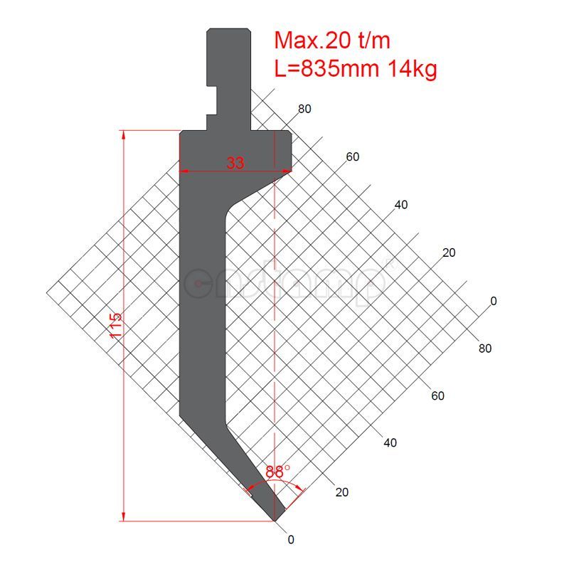 KP8881 88° H115mm Amada Style Press Brake Tooling-Upper Tools