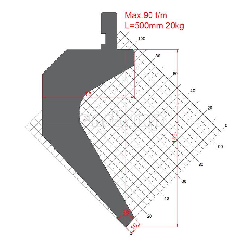 KP8885 88° H145mm Amada type gooseneck Press Brake Tooling-Punch