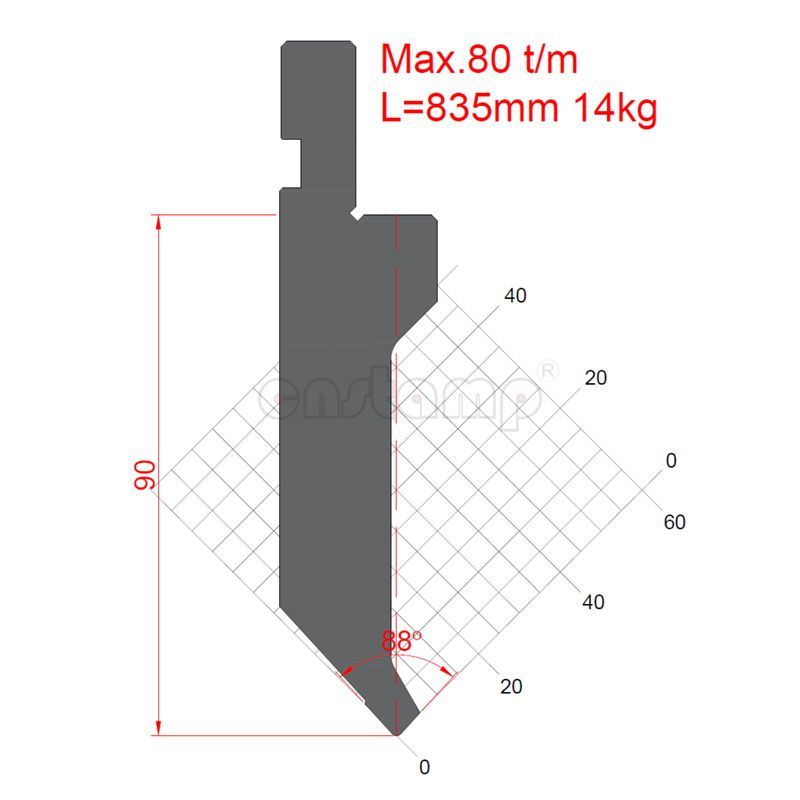 KP8889 88° H90mm Amada style press brake punch