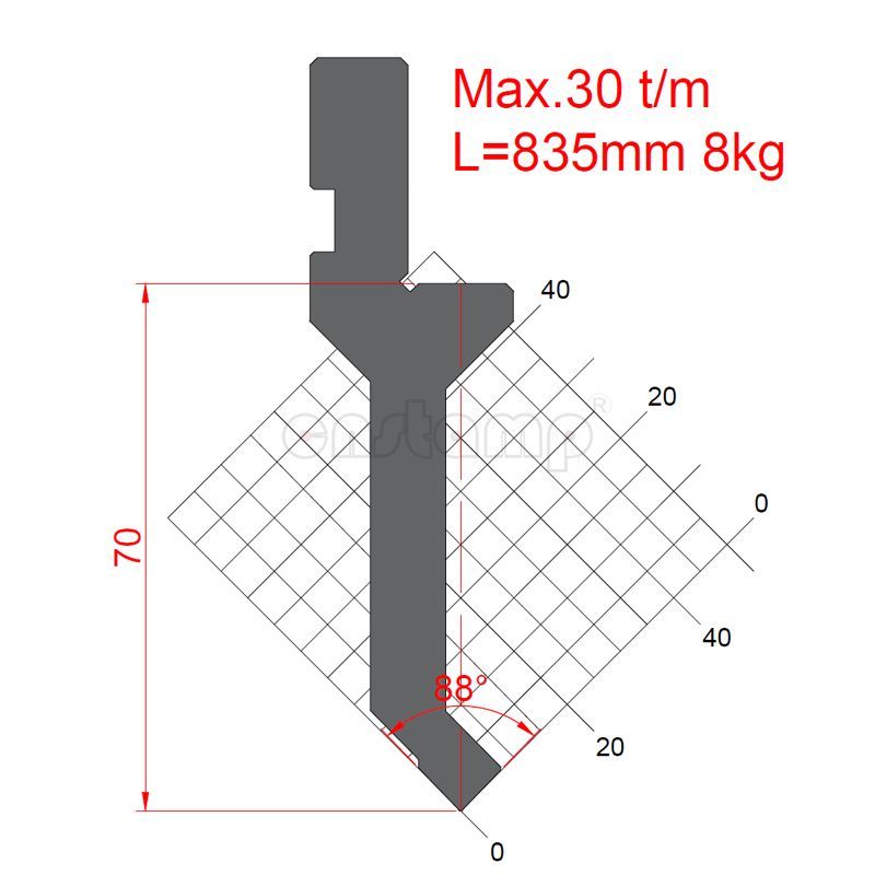 KP8892 88° H70mm Amada style press brake tooling-top punch