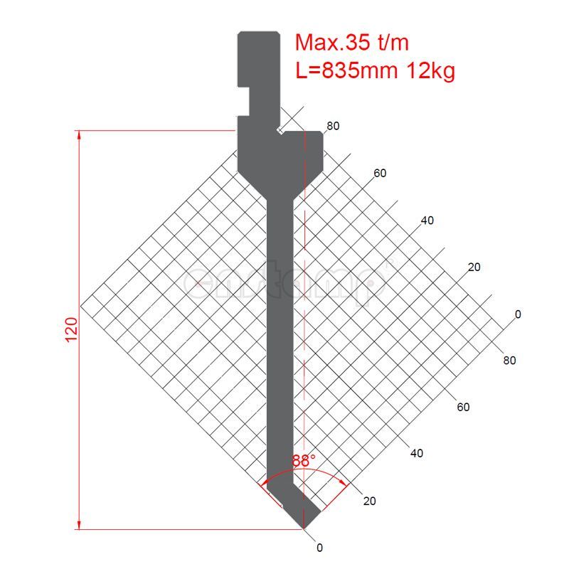 KP8895 88° H120mm Amada style press brake punches