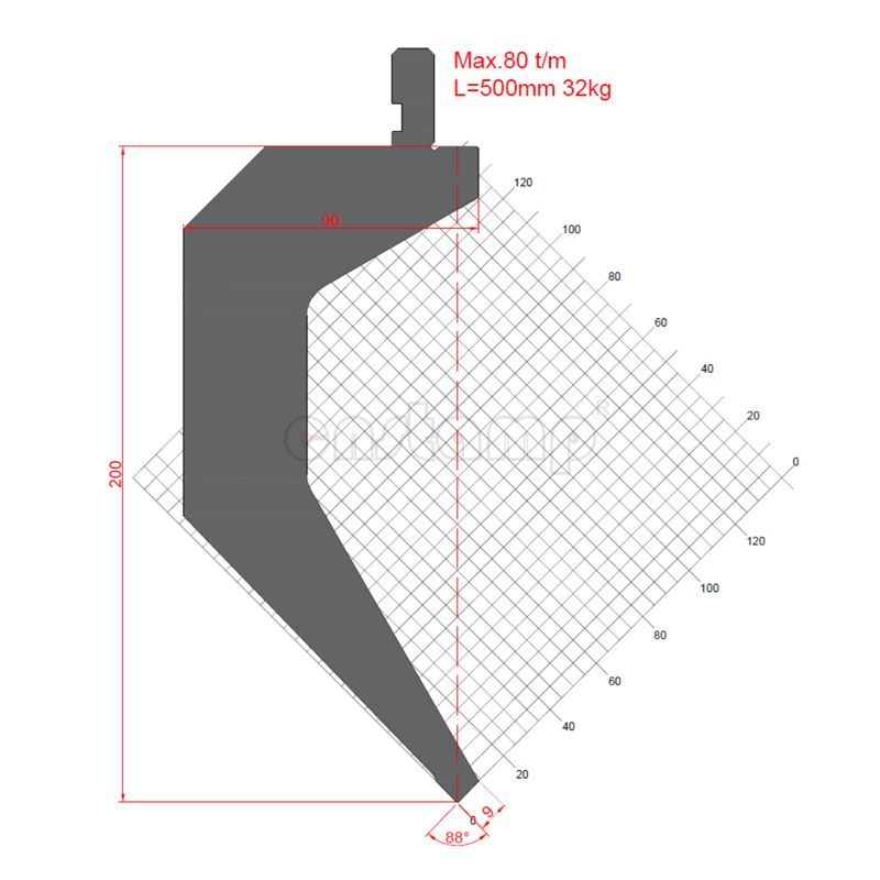KP88S7 88° H200mm Amada Style Press Brake Tooling-Punches/Upper Tools