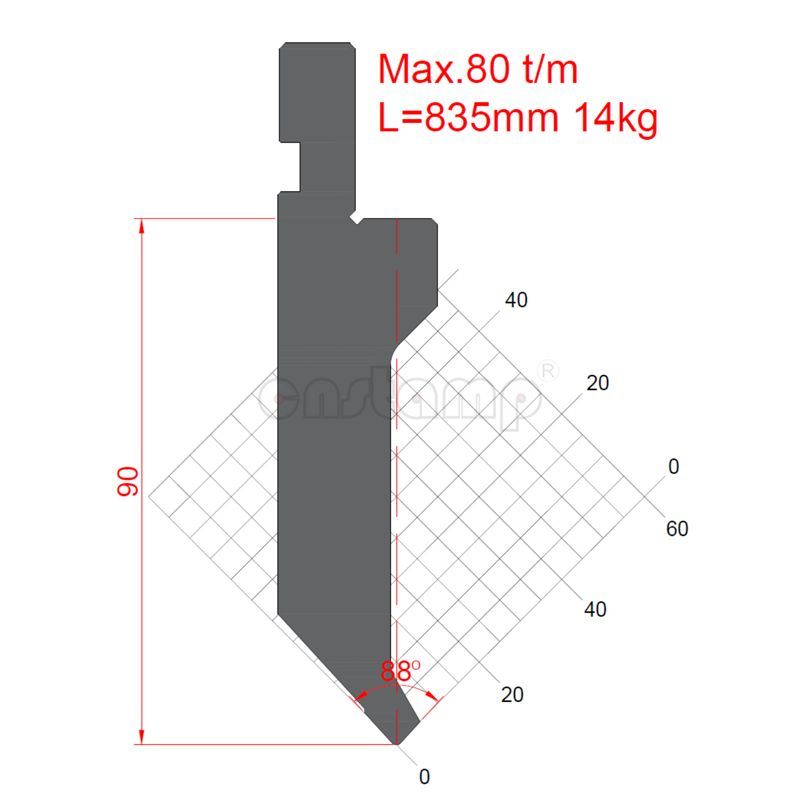 KP88A1 88° H90mm Amada Style Press Brake Punches