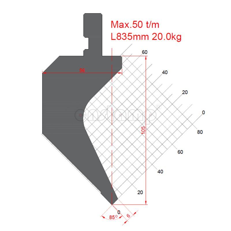 KP8529 85° H105mm Press brake punch