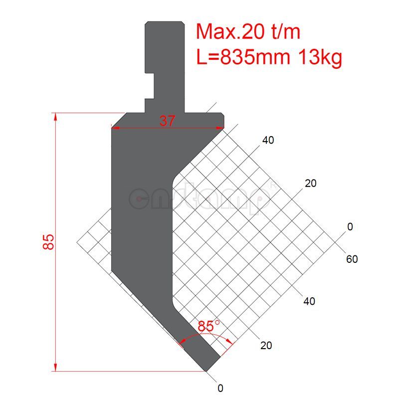 KP8561 85° H85mm Press brake tooling-Top punch tool