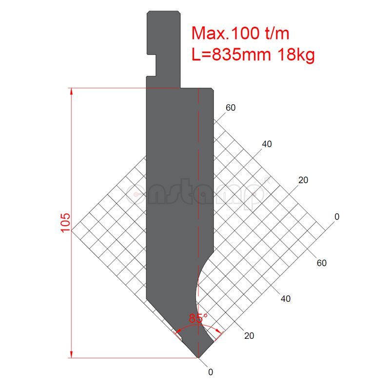 KP8569 85° H105mm Amada Style Press Brake Tooling-Punches