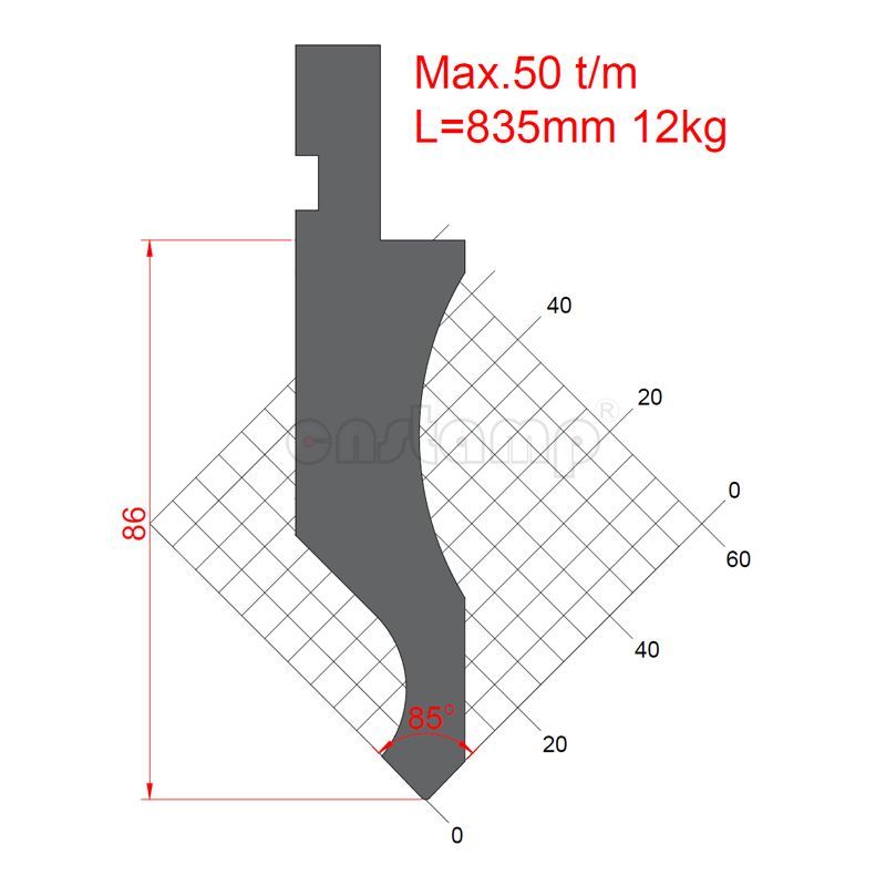 KP8577 85° H86mm Press brake tools-Top punch