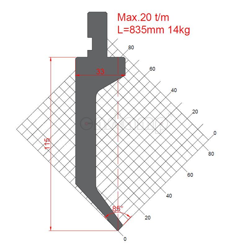 KP8581 85° H115mm Amada Style Press Brake Punch