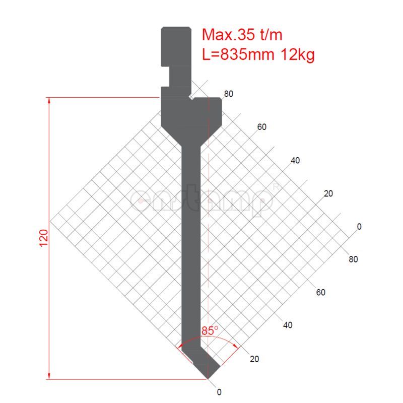 KP8595 85° H100mm Press brake punches