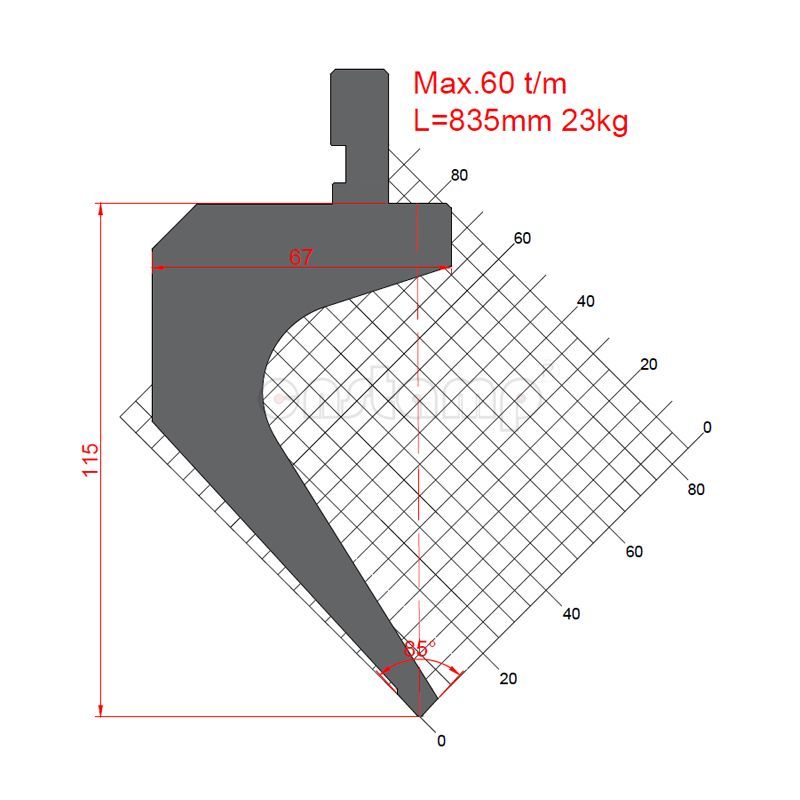KP8598 85° H115mm Amada Style gooseneck press brake punch