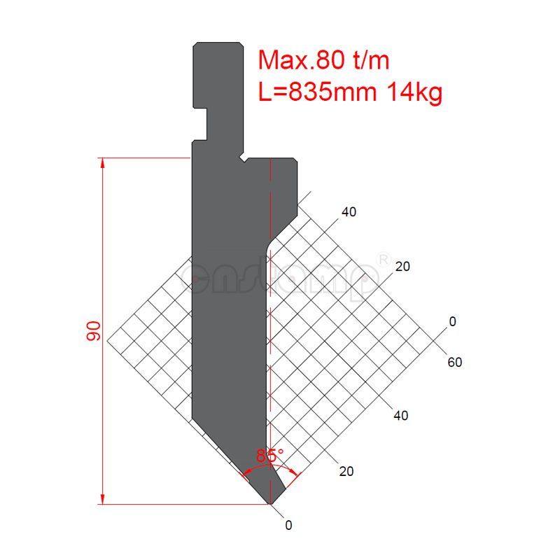 KP85A1 85° H90mm Amada Style Press Brake Punches/Upper Tools