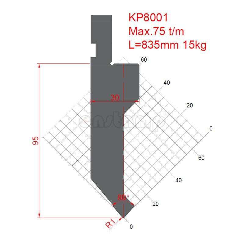 KP8001 80° H95mm Amada Style Press Brake Tooling-Punch