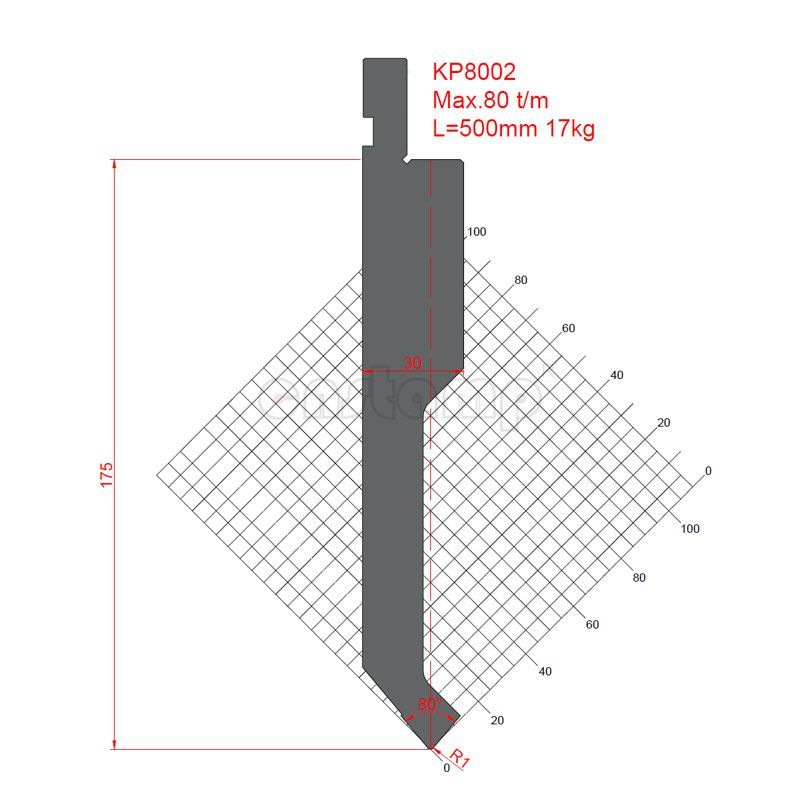 KP8002 85° H175mm Amada Style Press Brake Tooling-Punch