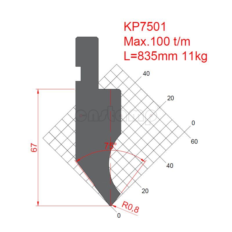 KP7501 75° H67mm Amada Style Press Brake Punches/Upper Tools