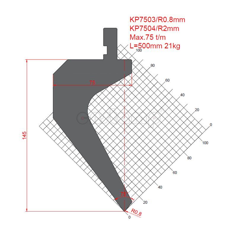 KP7503 75° H105mm Amada Style Press Brake Tooling-Top Punches
