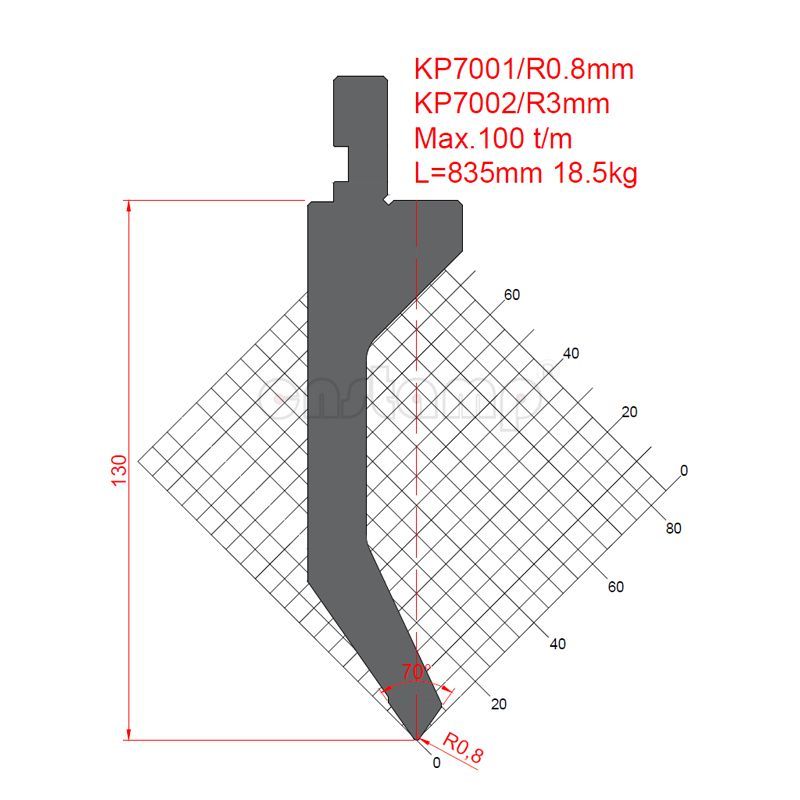 KP7001 70° H130mm Amada Style Press Brake Tooling-Top Punch