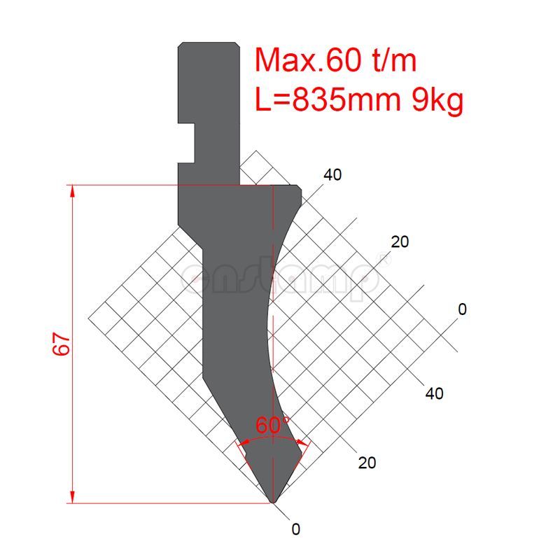 KP6001 60° H67mm Amada type Press Brake Punches Max. 60t/m