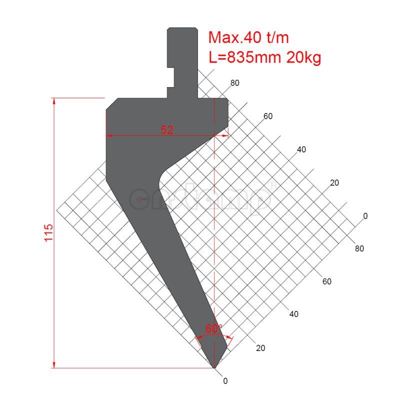 KP6020 60° H115mm Amada type gooseneck Press Brake Punches