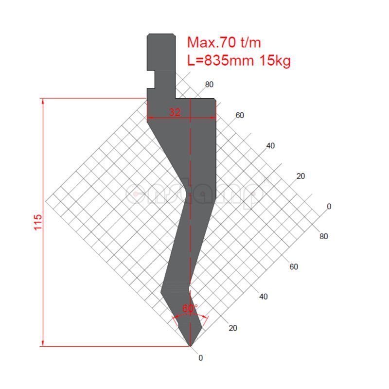 KP6026 60° H115mm Amada Style Press Brake Tool-Top Punches
