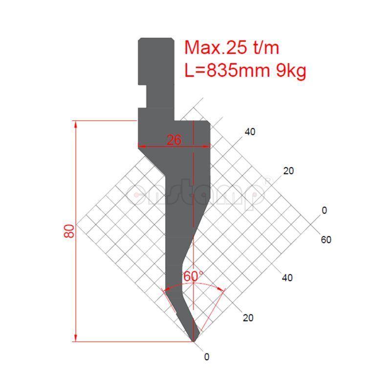 KP6032 60° H80mm Amada Style Press Brake Tool-Punch