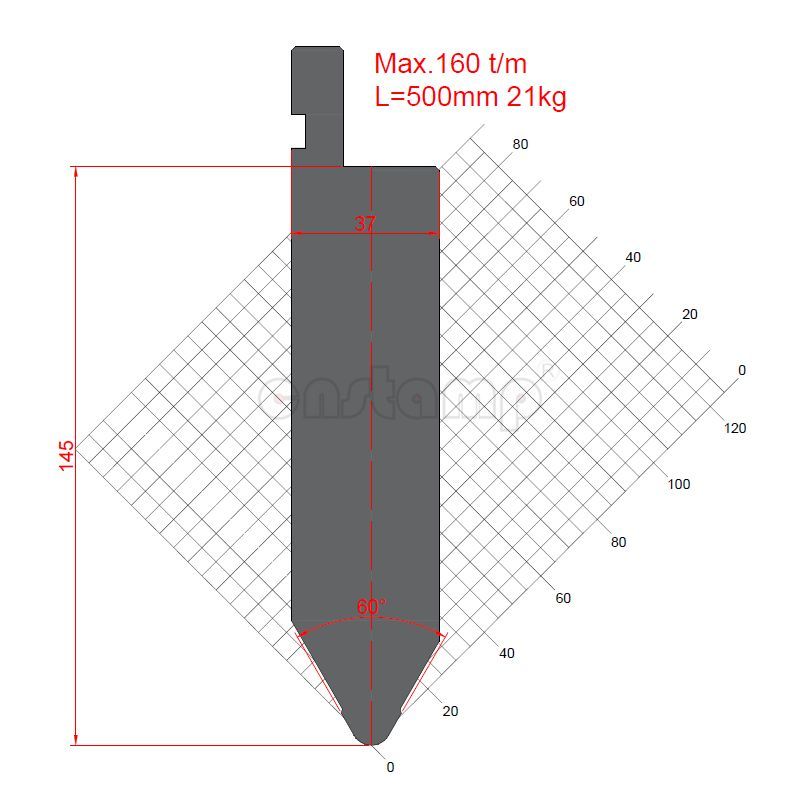 KP6035 60° H145mm Amada Style Press Brake Tool-Radius Punches